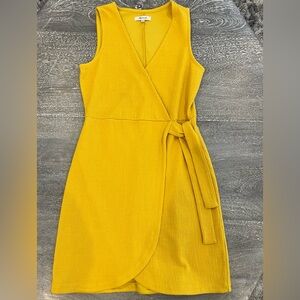 Madewell XS Texture & Thread Wrap Tie Yellow Sleeveless Dress